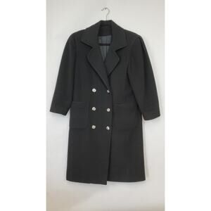 Vintage Josh Evan Peacoat Womens Size 8 Petite Virgin Wool Double Breasted Long